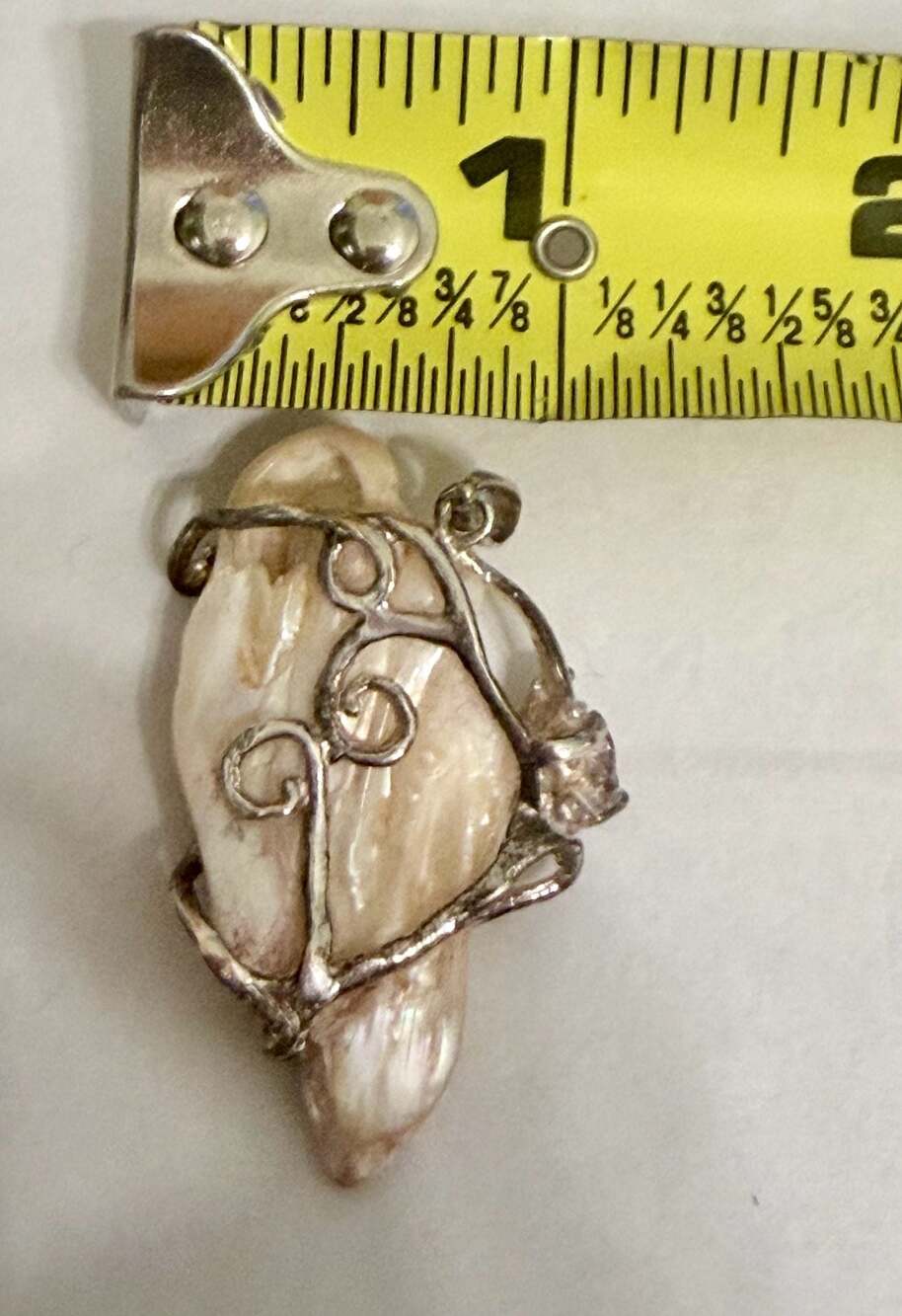 Baroque Pearl Pendant Iridescent Freshwater Pearl Silver Set - Picture 4 of 4